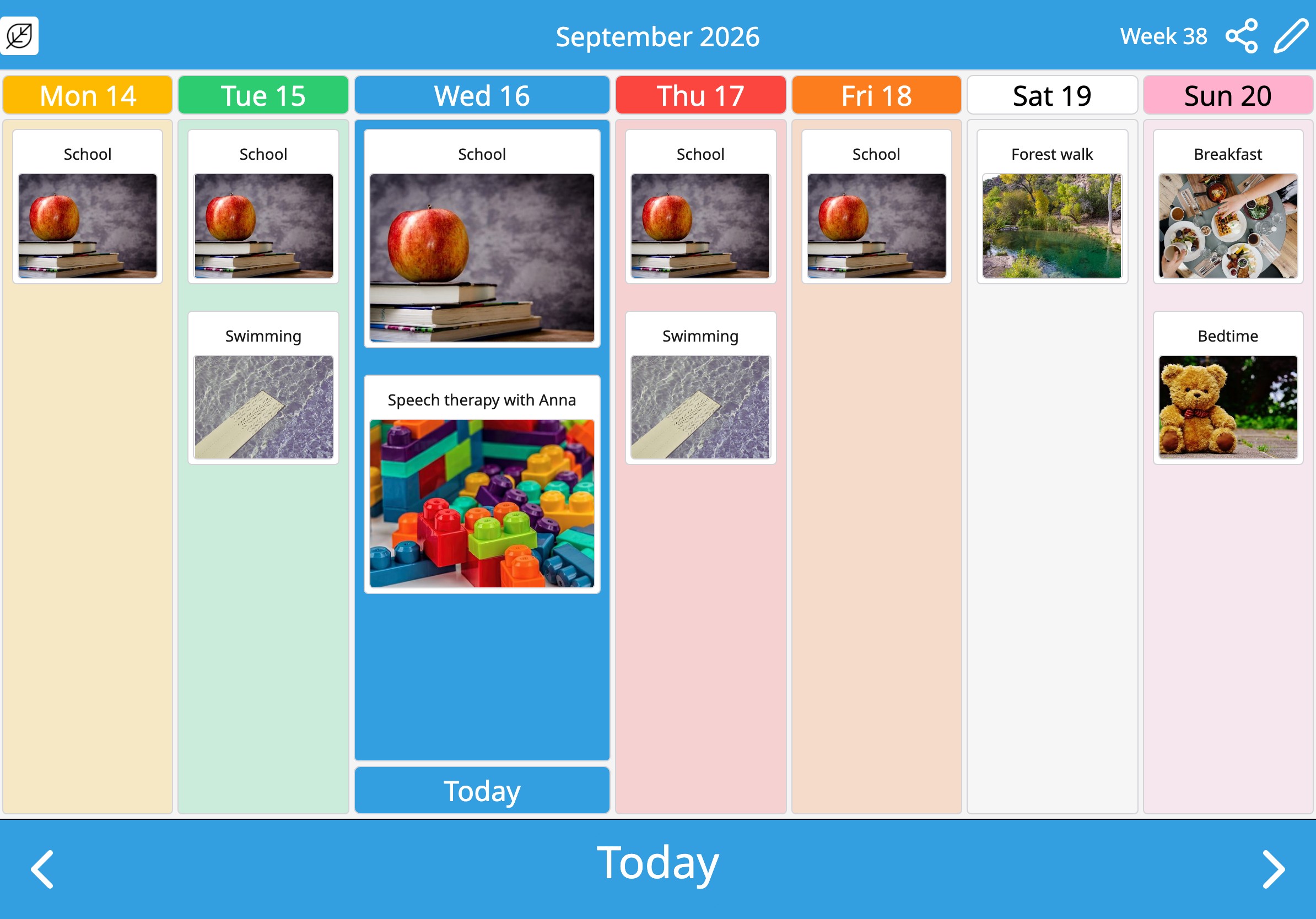 The same week in the German and Austrian weekday colours