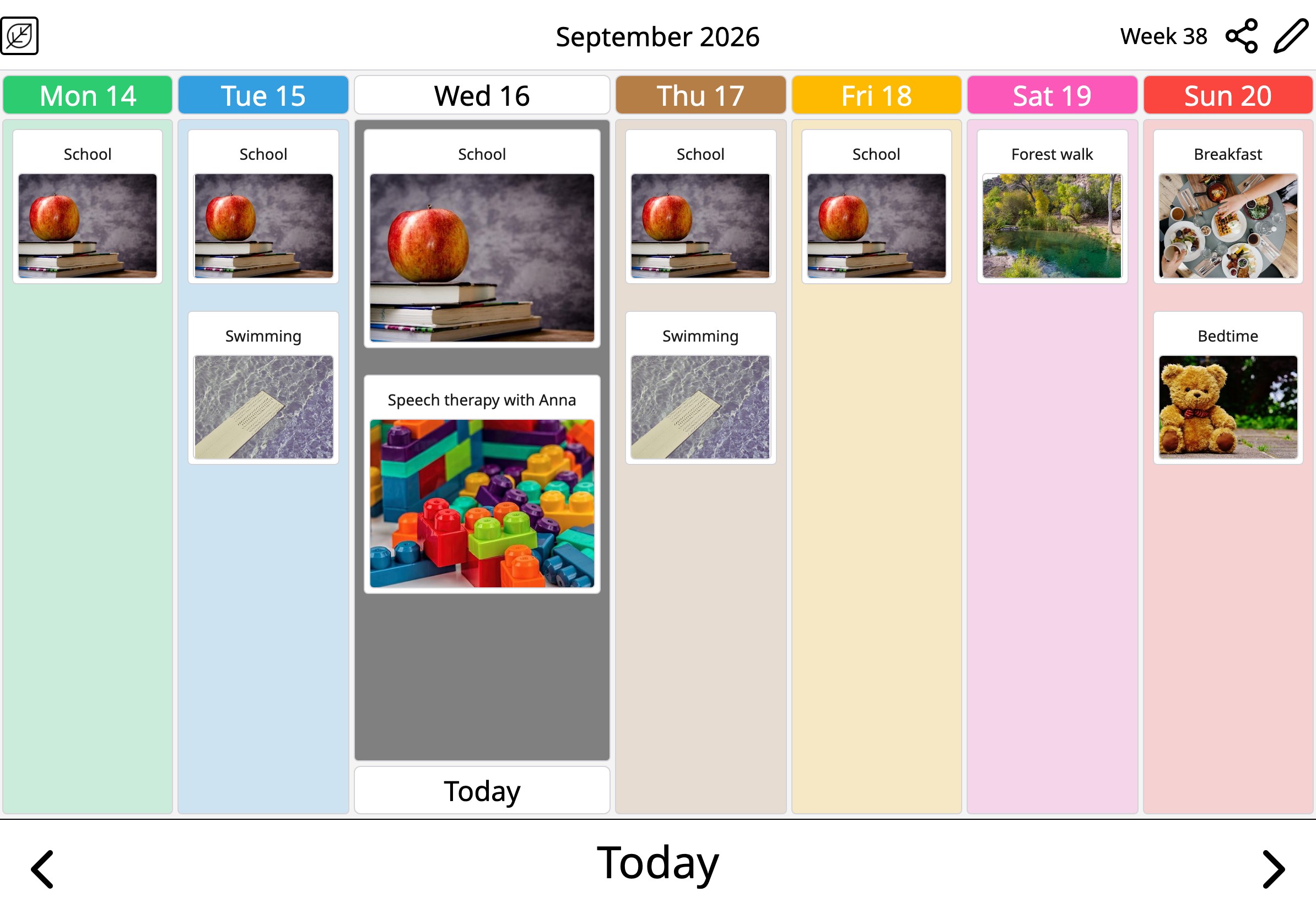 A week in Moi Calendar in the Nordic weekday colours